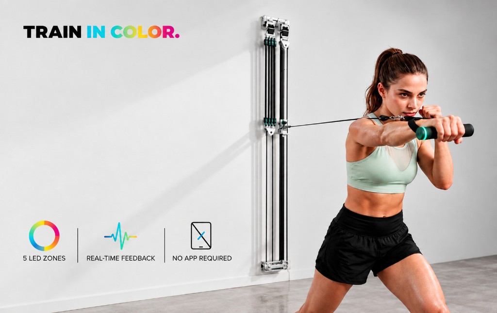 Train in color. Five LED zones, real-time feedback, no app required.
